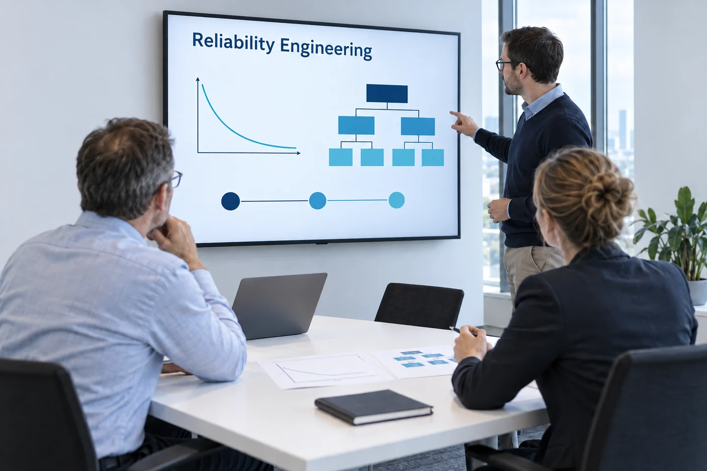 Symbolbild: fachlicher Austausch über Zuverlässigkeitsmethoden und Prüfstrategien im Reliability Engineering