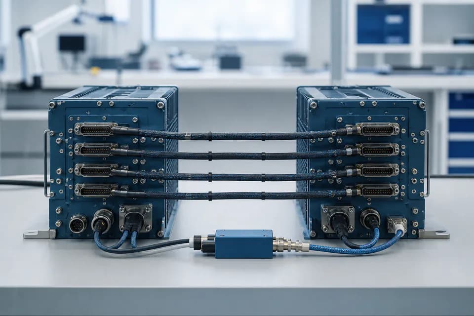 Verbundene Avionik-Rechner in einem technischen Labor